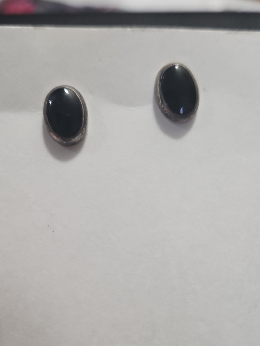 Simple Black Oval Stud Earrings
